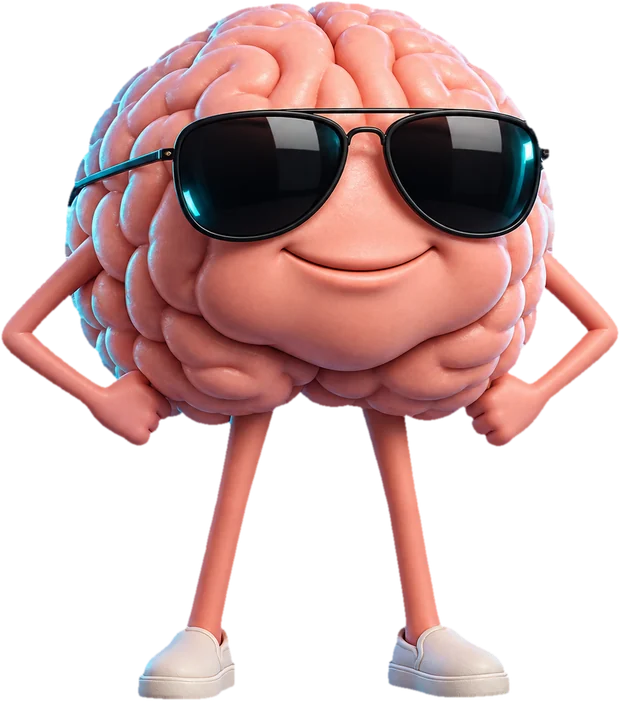 MINDz mascot, a brain wearing sunglasses